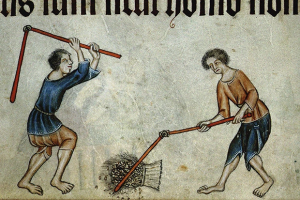 Medieval artwork of two men.