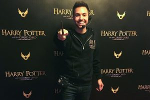Andrew Carnero pointing with wand