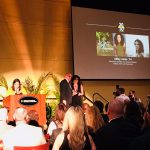 Abby Jaros '14 receives her award.