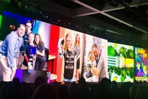 A display of images highlighting the work and impact of Limitless Solutions was displayed during Adobe CEO Shantanu Narayen’s talk at Adobe Max 2019.