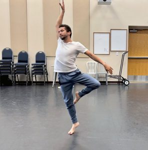 Karlo Buxo practices his self-choreographed solo piece