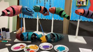 Colorful fish designed by MicheLee Puppets for "The Secret River"