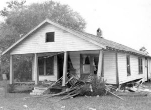The home of Brevard residents Harry T. and Harriette V. Moore after it was bombed by white supremacists
