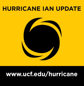 Yellow graphic with "Hurricane Ian Update" text.