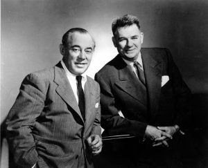 Composer Richard Rodgers, right, and lyricist Oscar Hammerstein II, pose on Dec. 2, 1956.