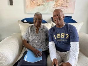 An image of two Eatonville residents, Vera King and John Beacham, that want to preserve the land where the first Black school in Central Florida once stood.
